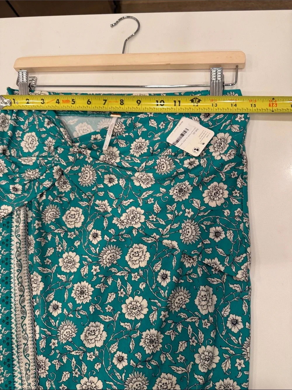 Free People Teal Green Floral Wrap Swim Sarong